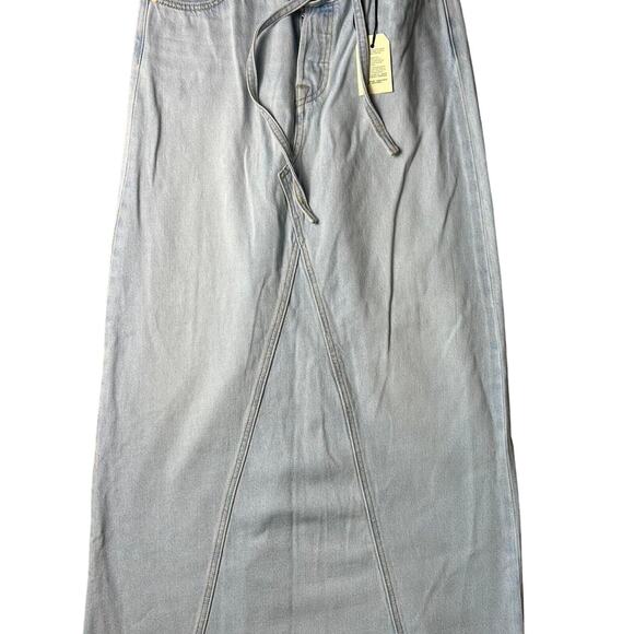 Levi’s size 26x39 belted denim maxi skirt with tie waist - Picture 2 of 5